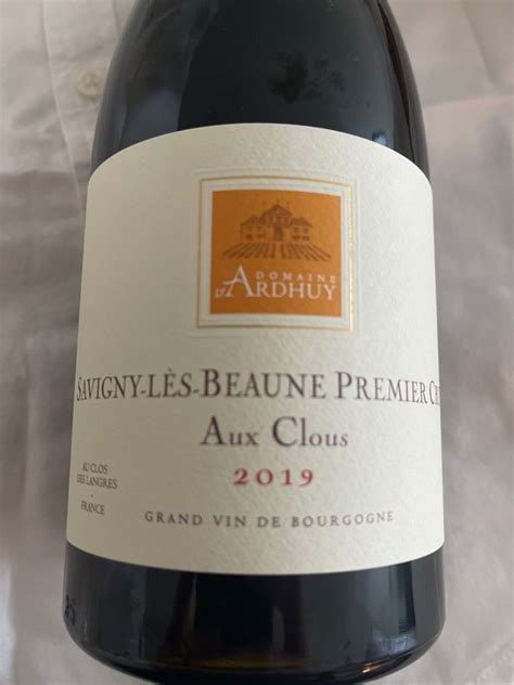 2019 Domaine d Ardhuy Savigny lès Beaune 1er Cru Aux Clous France