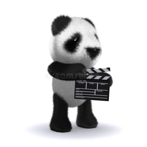 3d Baby Panda Bear With A Question Mark Stock Illustration