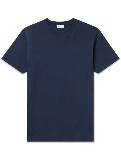 Sunspel Riviera Supima Cotton Jersey T Shirt Blue Sunspel