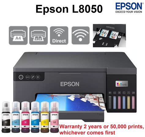 Epson L8050 Replace L805 Wi Fi Photo 6 Colour Ink Tank Printer