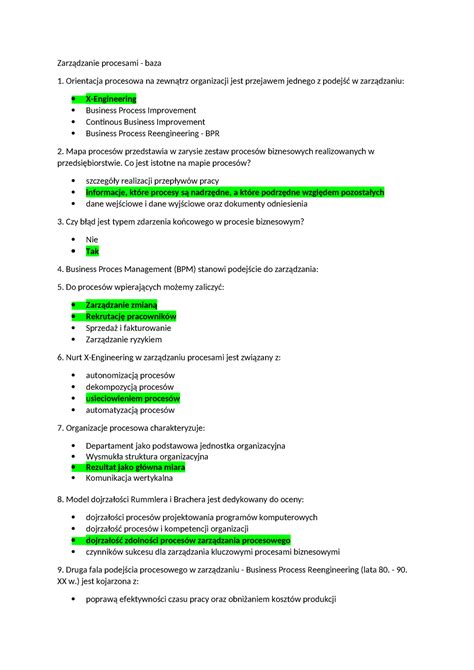 Zarządzanie procesami baza Zarządzanie procesami baza Orientacja