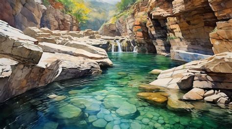 Premium AI Image | waterfall illustration HD 8K wallpaper Stock ...