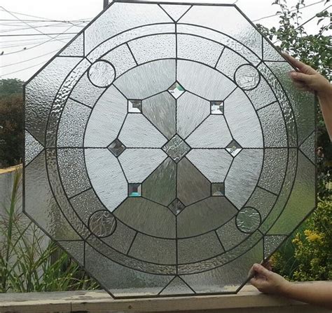 Stained Glass Octagon Window W 72 Mix Of Clears Etsy Octagon Window