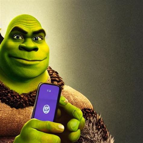 Highly Detailed Promo Image Of Shrek With A Phone OpenArt