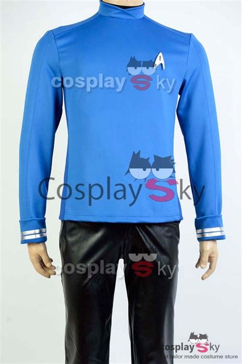 Star Trek Beyond Spock Science Officer Uniform Cosplay Costume Blue Shirt Uk