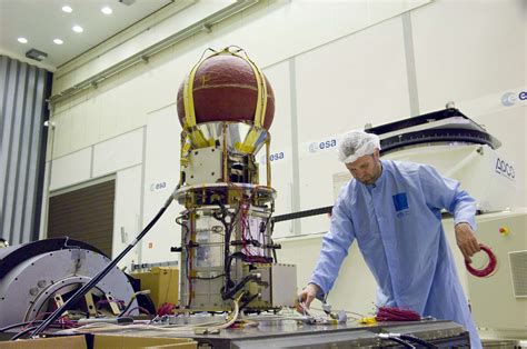 Esa Yes2 Satellite Being Prepared For The Shaker Test At The Esa’s Satellite Test Facility At