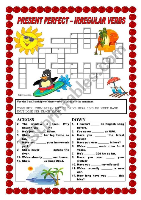 Present Perfect Irregular Verbs ESL Worksheet By Ildibildi