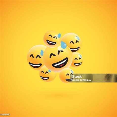 Group Of High Detailed Yellow Emoticons Vector Illustration Stock