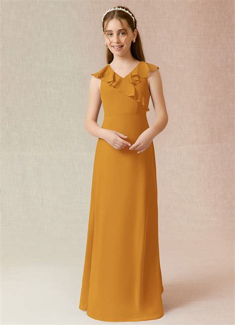 Butterscotch Azazie Alyssa Jbd Junior Bridesmaid Dresses Azazie