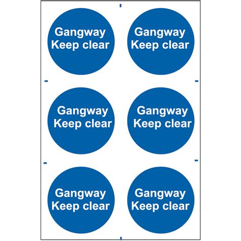 ‘gangway Keep Clear Sign Self Adhesive Semi Rigid Pvc 200mm X 300mm