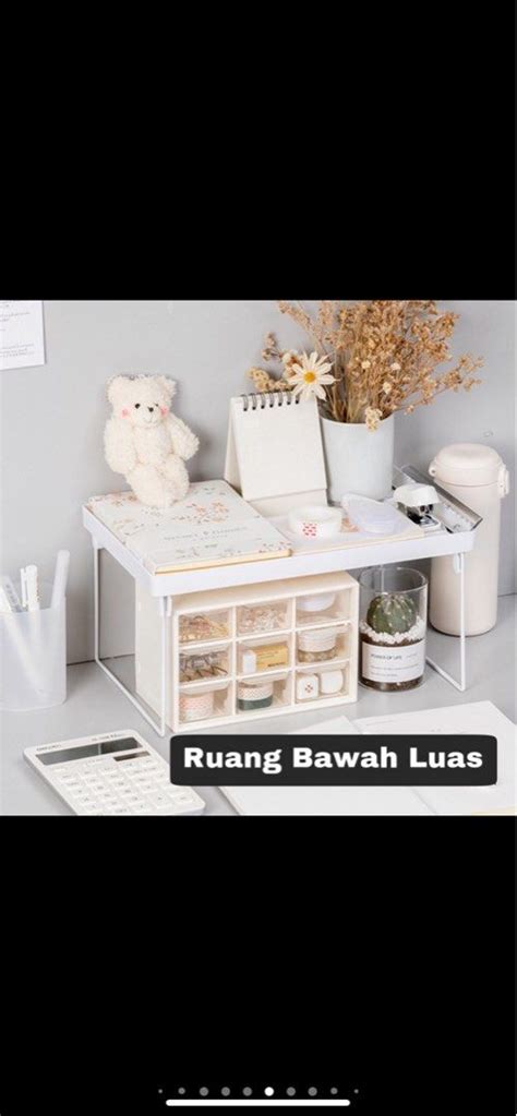 Rak Meja Stationery Dekstop Make Up Storage Rak Lipat Penyimpanan Buku