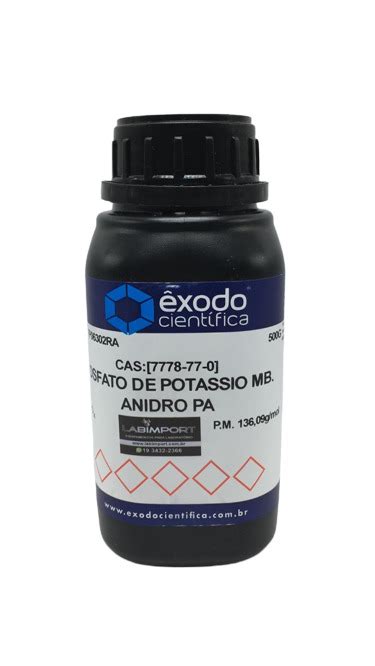 FOSFATO DE POTASSIO MONOBASICO ANIDRO PA 500G CONC 98 DENS 2 33 Exodo