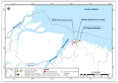 MAPA DA ZONA COSTEIRA PARAENSE DESTAQUE PARA AS UC S RESEX MÃE