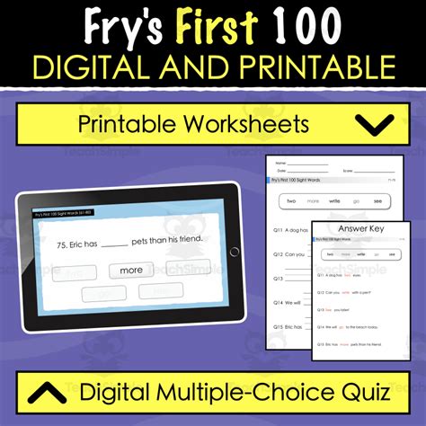 Sample Fry S First Sight Words Digital And Printable Quiz By