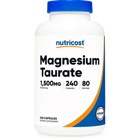 Nutricost Magnesium Taurate 240 Capsules 80 Servings 1 500 Mg Magnesium Taurate Per Serving