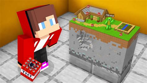 JJ Trapped Mikey In A Tiny World In Minecraft Maizen Minecraft Videos