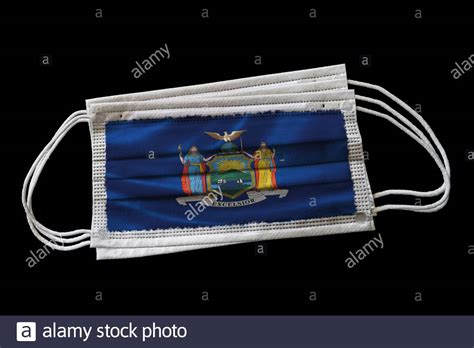 Multiple Surgical Face Masks With New York State Flag Printed Isolated