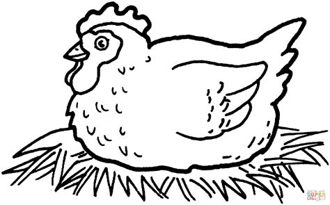 Hen hatching chicken eggs coloring page | Free Printable Coloring Pages