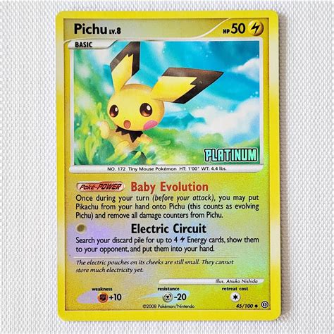 Carta Antiga Pokemon Pichu 45 100 Reverse Holo BK Promo Platinum