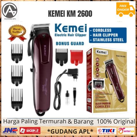 Jual KEMEI KM 2600 ALAT MESIN CUKUR POTONG RAMBUT WIRELESS HAIR