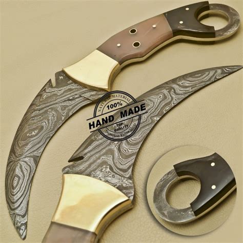 Damascus Karambit Knife Custom Handmade Damascus Karambit Knife