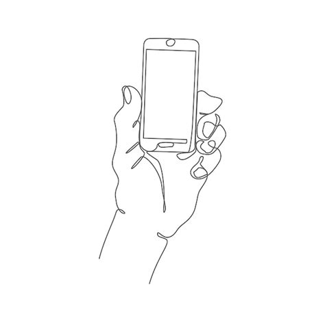 Premium Vector Continuous Line Art Of Hand Using Mobile Phone One