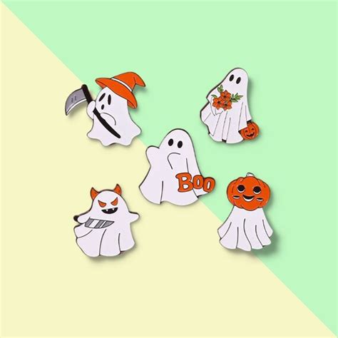 Cute Ghost Pumpkin Halloween Pins Enamel Cute Pin Set Pins Etsy