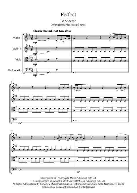 Perfect Arr Alex Phillips Yates By Ed Sheeran Sheet Music For String