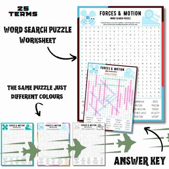 Motion And Force Word Search Force And Motion Worksheet Physics Fun