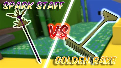 Which Is Better Golden Rake Or Spark Staff Bee Swarm Simulator Youtube