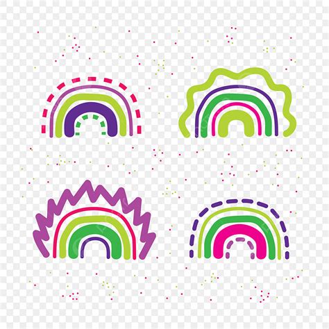 Hand Drawn Rainbow Vector Design Images Playful Green And Violet Cute