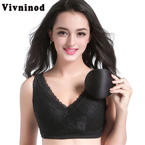 Women Bras Push Up Sexy Top Lace No Rim Vest Bra Black Beige Big Size