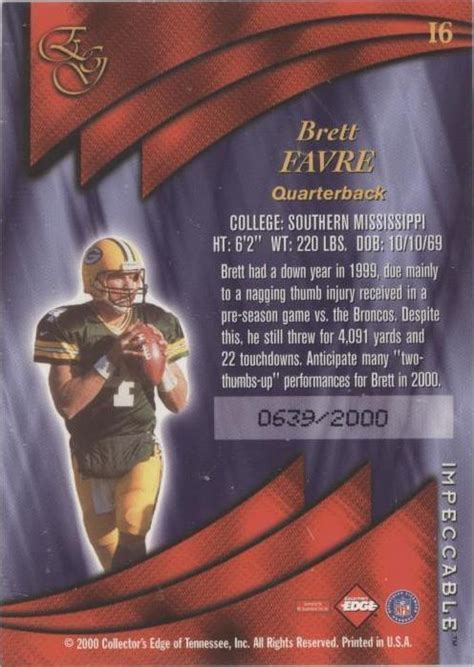 2000 Collector S Edge Graded Brett Favre I6 For Sale EBay