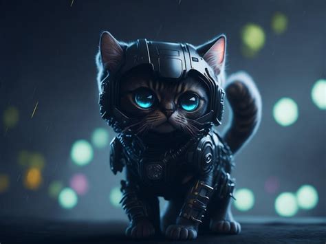 Premium Ai Image Cyber Cat With Cool Vibe Background