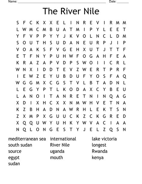 The River Nile Word Search Wordmint