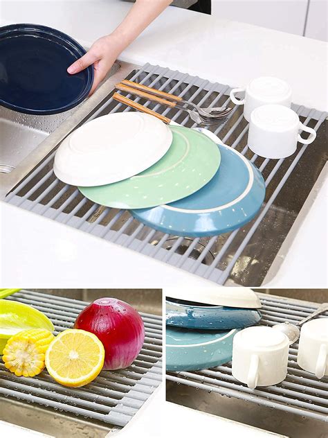 Roll Up Dish Drying Rack Ohuhu Over The Sink Multipurpose Roll Up Dish