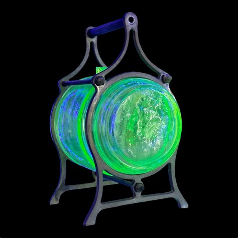 Uranium Glass Drink Dispenser Barrel With Stand Vaseline Glass