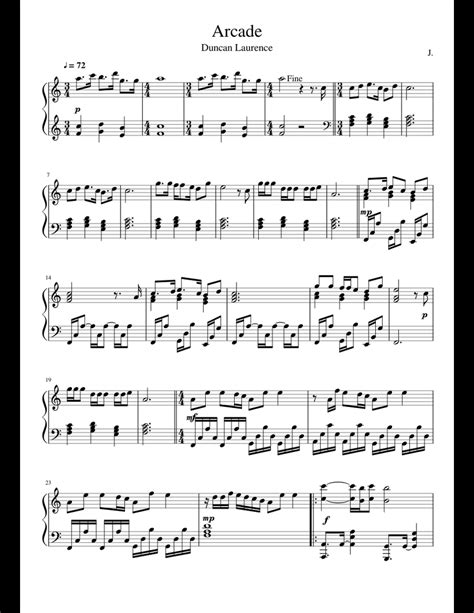 Arcade sheet music for Piano download free in PDF or MIDI