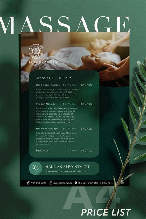 Massage Spa Price List And Flyer Template Canva Rate Card Etsy In 2022 Spa Prices Spa Massage