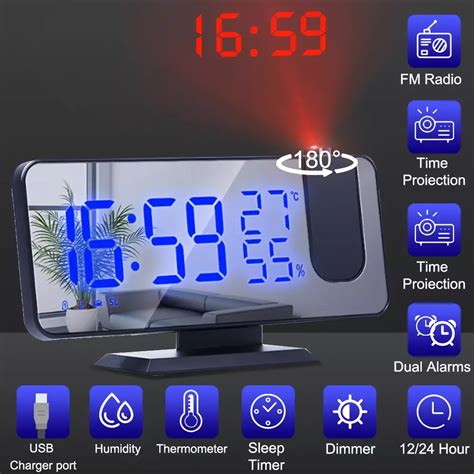 Led Digital Projection Alarm Clock Electronic Alarm Clock With