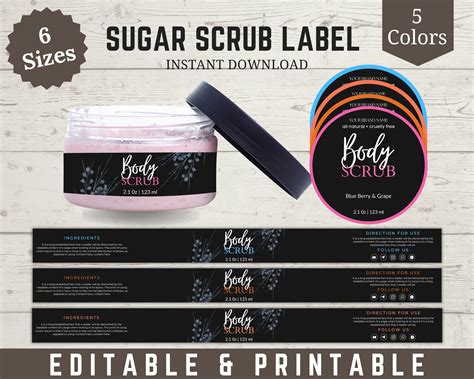 Cosmetic Labels Sugar Scrub Label Body Scrub Label Body Product