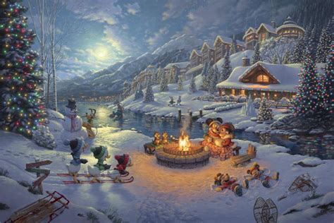 Mickey and Minnie Christmas Lodge, by Thomas Kinkade Studios - Village ...