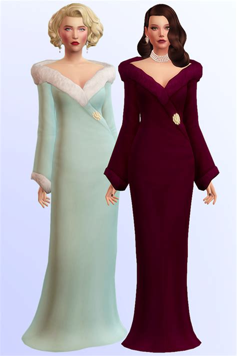 Diva A Long Gown With Fur In Swatches Joliebean Sims Dresses