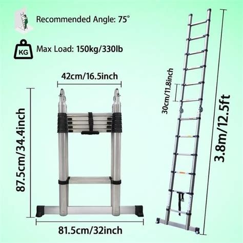 Échelle en acier inoxydable 3 8M 1 9M 1 9M DAYPLUS Échelle télescopique