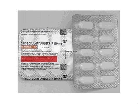 Griseofulvin 250mg Tablet Treatment Anti Fungal Packaging Type