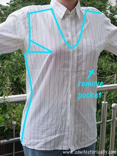 Men S Shirt To Women S Blouse Refashion Sew Historically