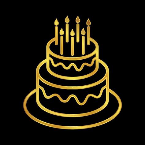 Golden Birthday Cake Icon