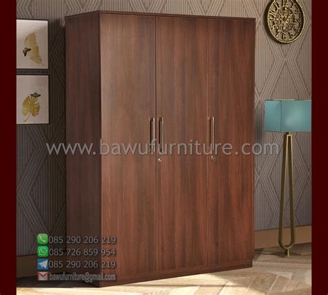 Lemari Pakaian Sliding Pintu Cermin Model Minimalis Jati Bawu Furniture