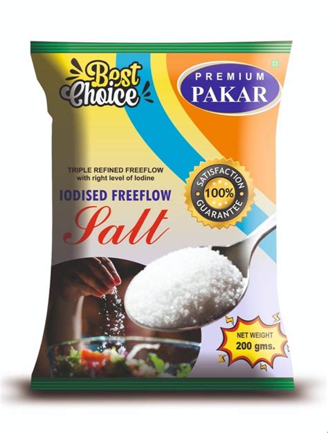 Export Quality Pure White Iodised Freeflow Salt Packaging Size G