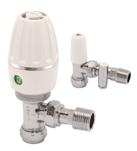 Angle Pattern Thermostatic Radiator Valve With Matching Drain Off Lockshield